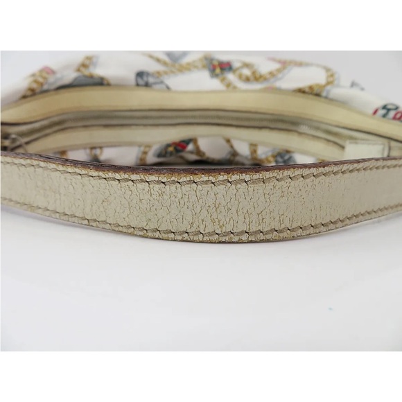 Gucci White Satin Charmy Chain Printed Hobo Bag. Authentic. - Picture 10 of 16
